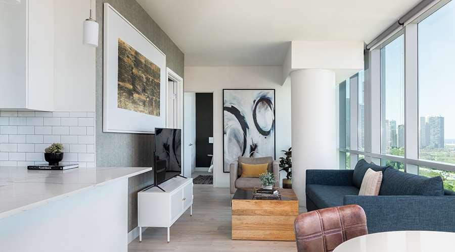 Sentral Michigan Avenue Aparthotel Chicago Quarto foto Interior of a typical apartment